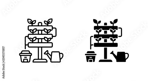 Foto Hydroponic System Icons, Vertical Farming, Sustainable Agriculture