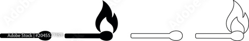 Foto Set of four match icons, two lit and two unlit, in black and white