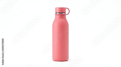 Pink Water Bottle On White Solid Background, Reusable Hydration Container For Sports, Work, And Outdoor Activities With Modern And Eco-Friendly Design