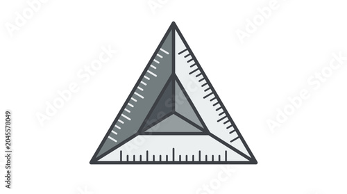 Foto Geometric Triangle Ruler with Gradients, Abstract Design, Measurement Tool