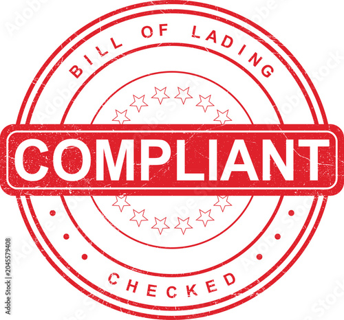 Fotografía Compliant Checked Bill of Lading Stamp - Red and White Design