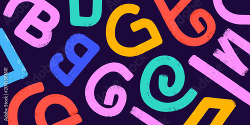Foto Colorful abstract letterforms vector illustration with overlapping shapes