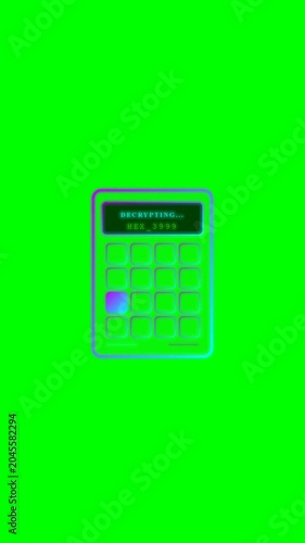 Futuristic Cyber Security Keypad Animation with Live Hex Code Decryption Loading Bar and Access Granted Alert on Vertical Chroma Key Green Screen 4k