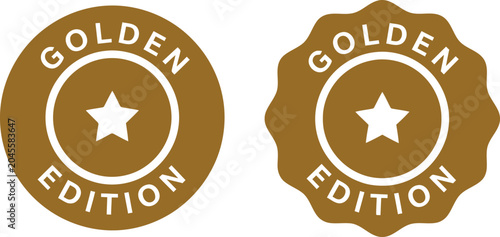 Foto Golden Edition Badge Set with Star Icon on White Background