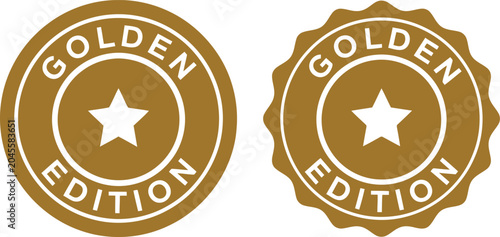 Foto Golden Edition Badge Set with Star Icon on White Background