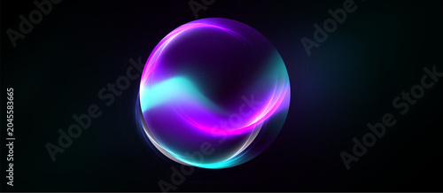 Obraz na plátne Glowing orb dominates dark background