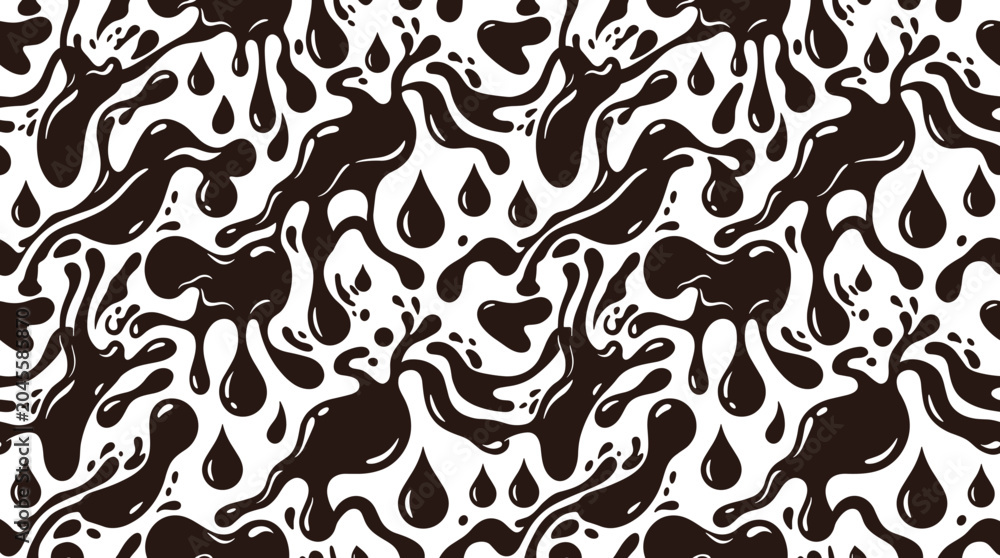 Φωτογραφία Repeating surface pattern of dark brown chocolate splashes and scattered droplet