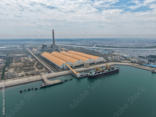 Konstfotografi Aerial Drone View of Matarbari Deep Sea Port and Coal Power Infrastructure in Co