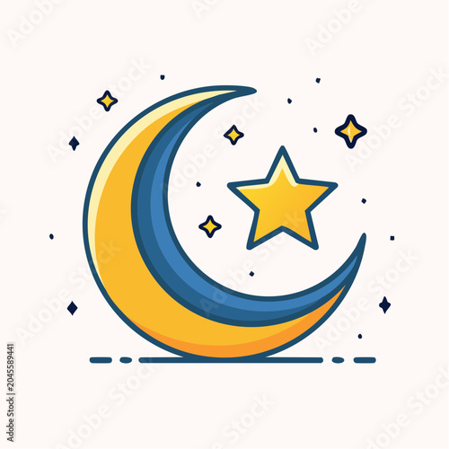 Crescent Moon and Star Icon