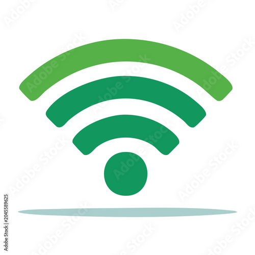 Green wifi symbol on white background