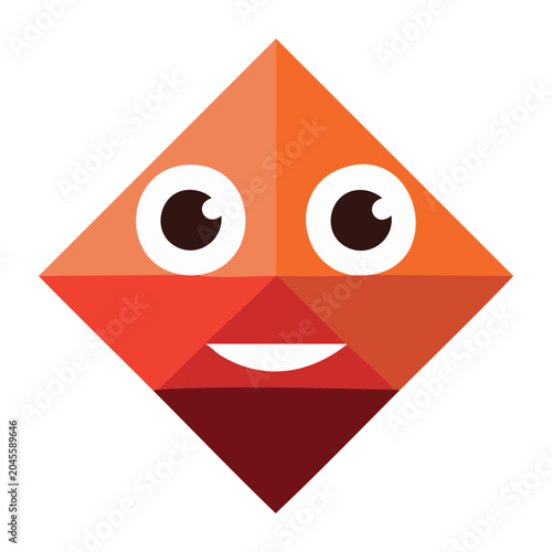 Happy diamond character with big eyes and smiling mouth