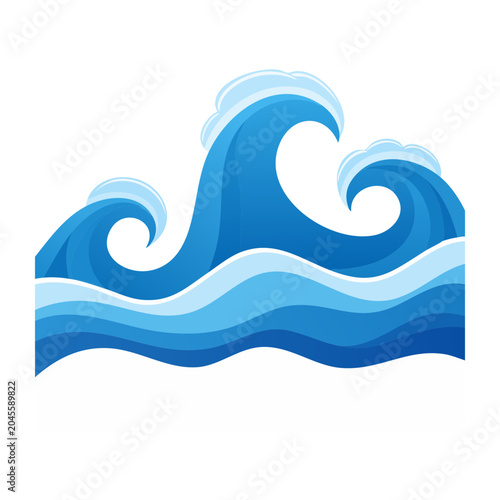 Stylized Blue Ocean Waves Illustration