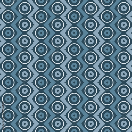 Geometric Concentric Circles Pattern Design With Diamond Shapes In Dark Blue Tones