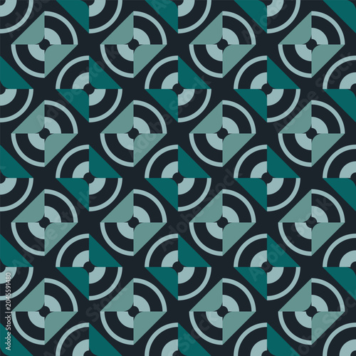 Geometric Abstract Seamless Pattern Design with Interlocking Arcs and Squares