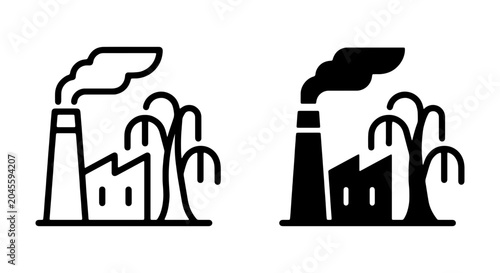 Foto Industrial Factory Icons, Pollution Smokestack Vector Graphics, Environmental Im