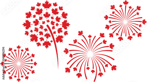 Canada Day Maple Leaf Fireworks Vector Design