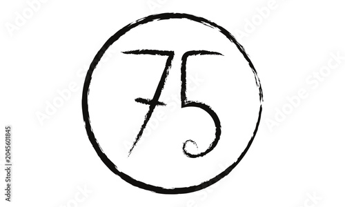 abstract hand drawn brush bullet points black number 75 vector.