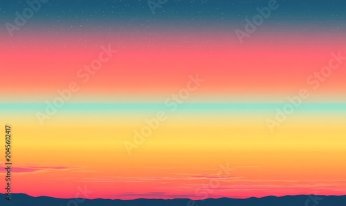 A smooth gradient background from orange to yellow and light blue, evoking the summer sky at sunset, Generative AI