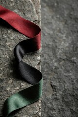 Juneteenth awareness ribbon on stone, freedom celebration, African American heritage, emancipation remembrance, Juneteenth symbol, liberation day, cultural pride, historical tribute. Generative AI.
