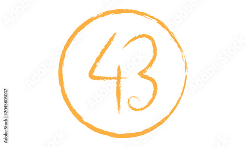 abstract hand drawn brush bullet point orange number 43 vector.