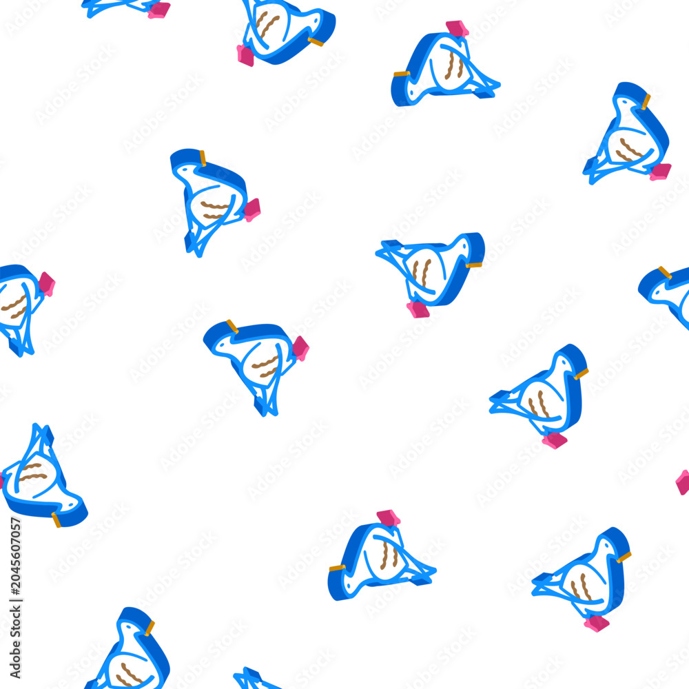 Fototapeta premium pigeon bird isometric seamless pattern. pigeon bird sign illustration