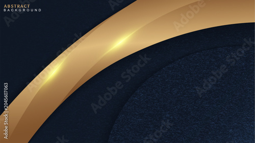 Blue abstract background with 3d gold texture and gradient
