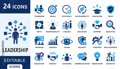 Obraz na płótnie Business Success Icons Set, Teamwork, Goals, Leadership, Growth, Strategy, Innov