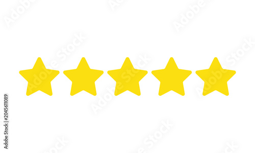 abstract hand drawn yellow five-star vector illustration.