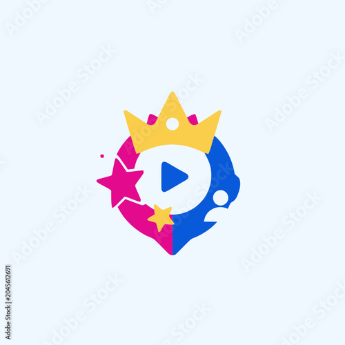 Colorful Play Button Logo Icon.