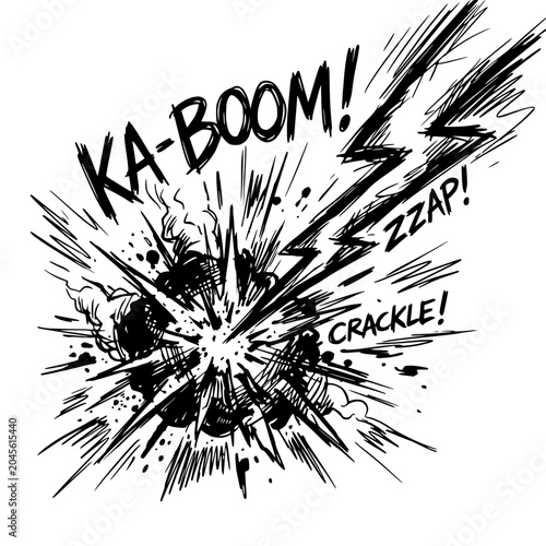 Dynamic Comic Style Explosion with Ka-Boom Text Action Vector Illustration