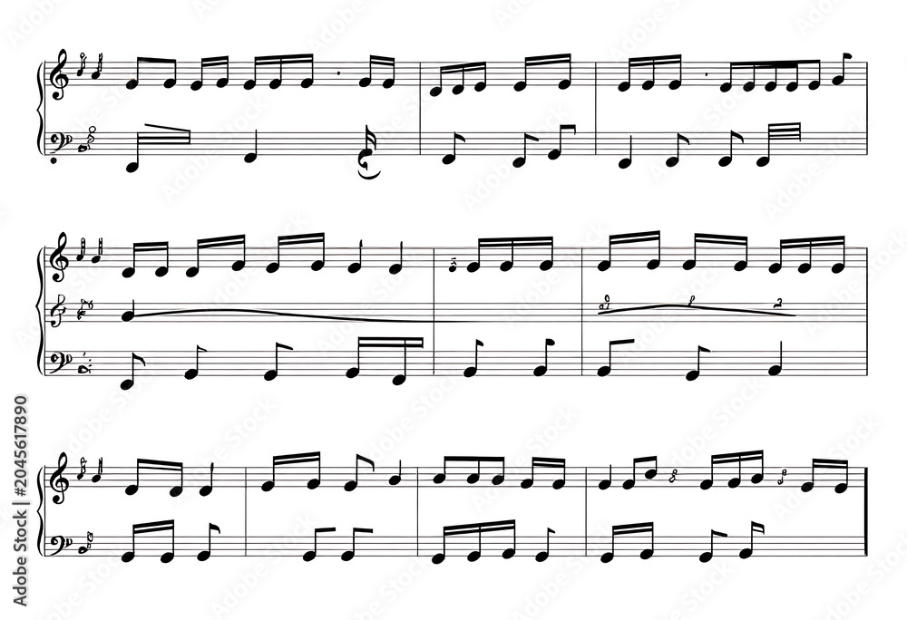 Fototapeta premium Monochromatic abstract composition of musical notes
