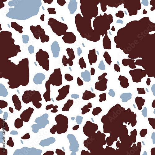 Brown and blue cow print pattern animal seamless. 