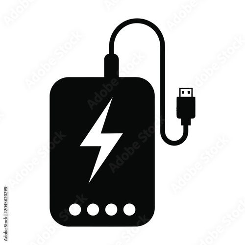 Foto Portable power bank with USB cable charging