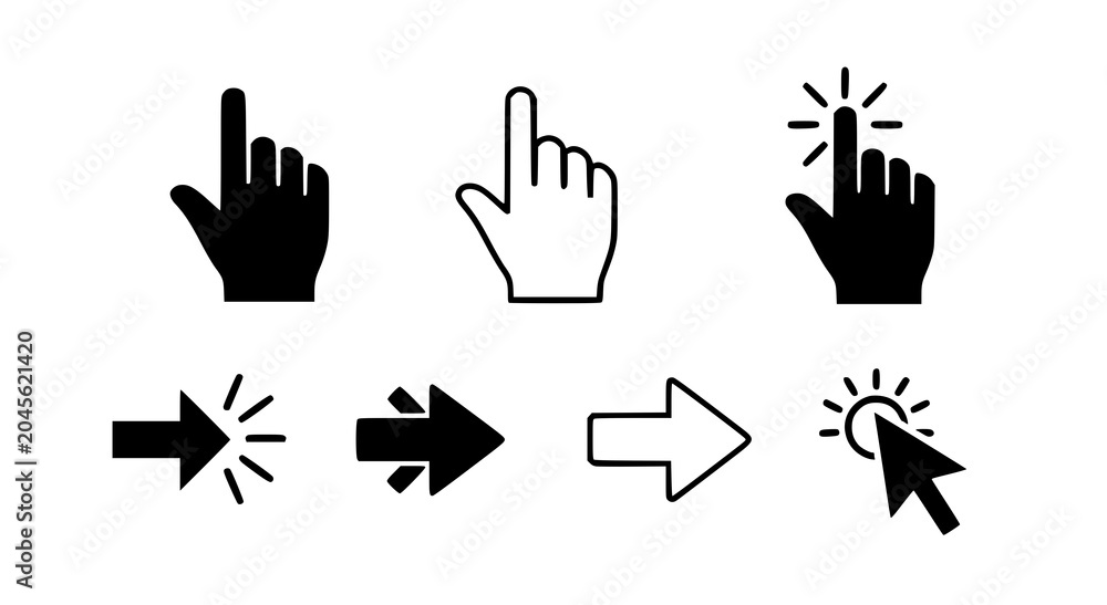 Fototapeta premium Cursor and hand pointer icons for navigation and interaction