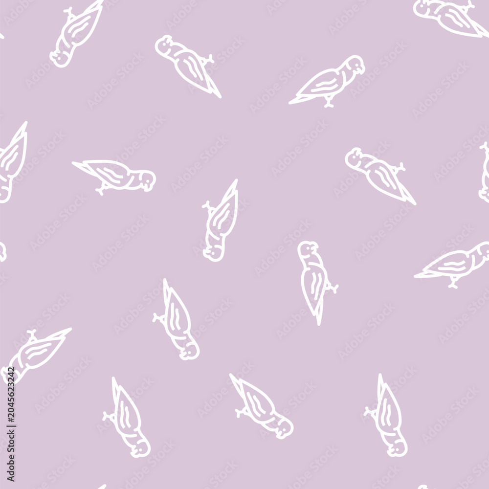 Fototapeta premium parrot bird line seamless pattern parrot bird thin line illustration