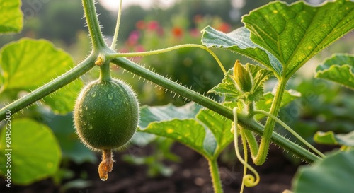 green watermelon on the vine