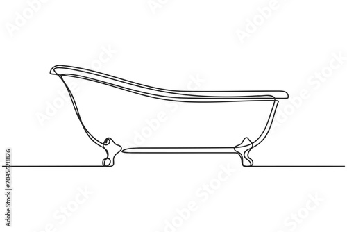 Photos Single line sketch of elegant vintage bathtub with clawfoot bathroom minimalist
