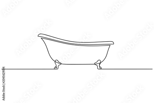 Canvastavla Simple line illustration of vintage clawfoot tub with clawfoot bathroom minimali