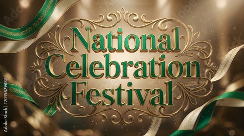 Celebration Festival Sign with Green Ribbons