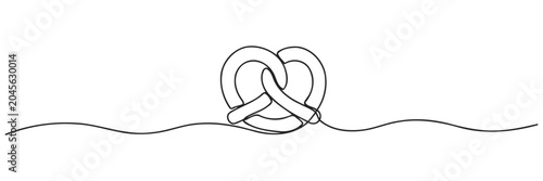 Continuous single line drawing of a soft pretzel snack with minimalist continuous illustration delicious creative monoline contemporary restaurant traditional