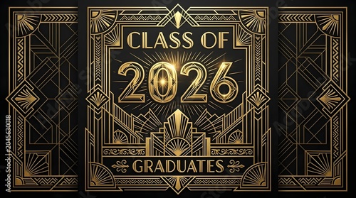 Class of 2026 Graduates Recognition Luxury Art Deco Frame