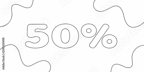 Bild auf Leinwand Fifty Percent Sign In Continuous Line Style White Background