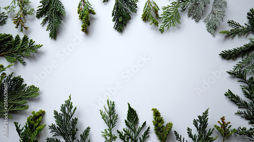 Festive Greenery Frame A Natural Border for Holiday Greetings.