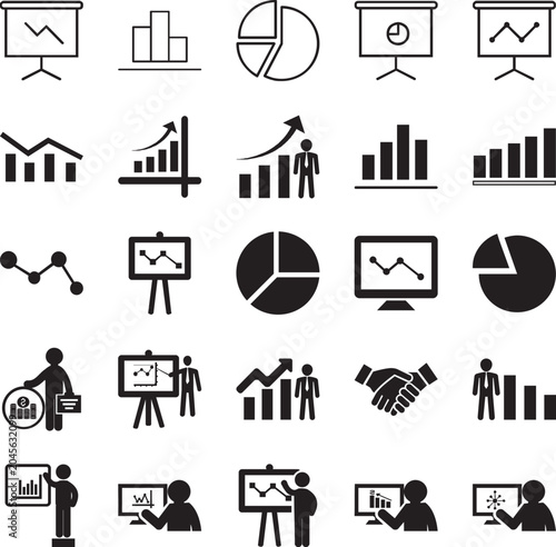 Fotografija Business Analytics Presentation and Growth Icons Vector Collection