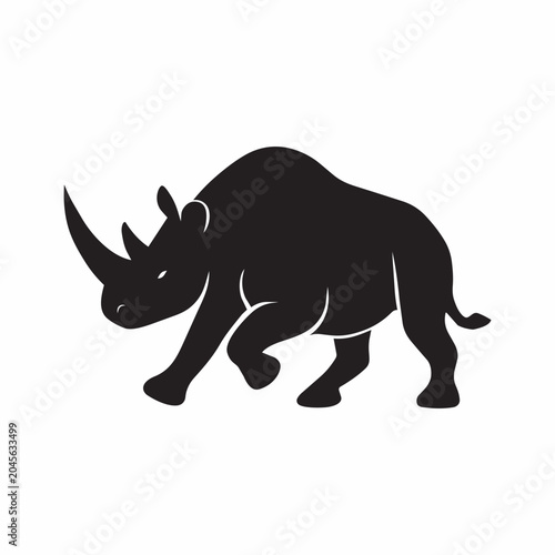 Black rhinoceros silhouette side view vector