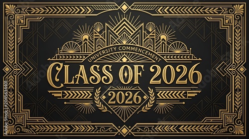 Art Deco Class of 2026 Commemorative Graduation Graphic
