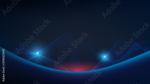 Tableau sur toile AI Data Stream Abstract Background with Glowing Digital Wave Landscape