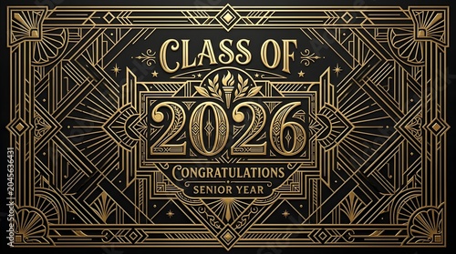 Class of 2026 Graduation Celebration Art Deco Luxury Gold Poster
