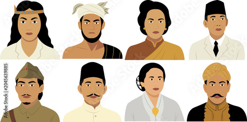 Foto Handrawn Pahlawan Indonesia Illustration