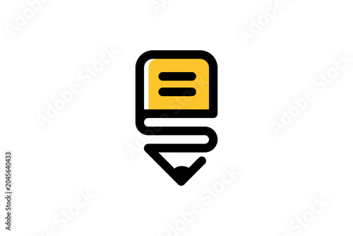 Book And Pencil Vector Logo Premium 

